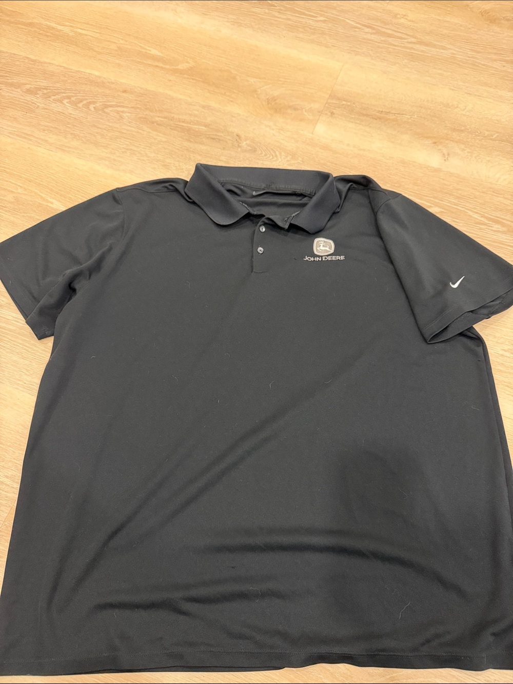 Men’s Nike John Deere Black Polo Shirt with Subtle Logo